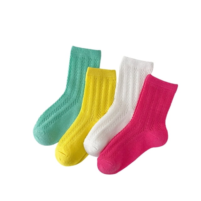 Wdgfv 4 Pairs Breathable Cartoon Print Socks Four-Piece Set for Everyday Comfort Hot Pink M