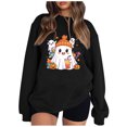 thumbnail image 1 of Pisexur Chandail d'Halloween pour Femmes en Molleton Orange Chandail à Manches Longues Col Rond Chandails de Mode avec Motif Citrouille Chandails à Capuche d'Halloween Hauts à Enfiler, 1 of 3