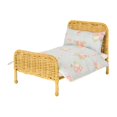 thumbnail image 3 of Yinanstore Dollhouse Miniature Ratten Bed Mini Bed Model 1/6 Scale Dollhouse Accessories Dollhouse Furniture for Photography Props Decor light brown A, 3 of 8