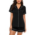 thumbnail image 1 of Femmes Été Couleur Unie Pyjamas à Manches Courtes Occasionnels Vêtements de Maison Vin Rouge L, 1 of 6