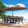 thumbnail image 2 of Costway 15.5 FT Extra-Large Patio Umbrella with LED Solar Lights & 12 Heavy-Duty Ribs Brown, 2 of 10