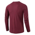 thumbnail image 2 of CEHVOM T-shirt Ample à Manches Longues pour Homme, Col Rond, Couleur Unie, Chandail de Base, 2 of 5
