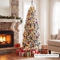 thumbnail image 3 of Costway 6 FT Pre-Lit Flocked Pencil Christmas Tree Hinged White, 3 of 11