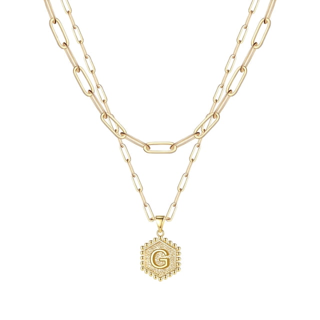 SIfdSeng Collier Hexagone Initial 26 pour Femmes Colliers pour Femmes A Z 26 Alphabet Initial Colliers Dorés pour Femmes Filles