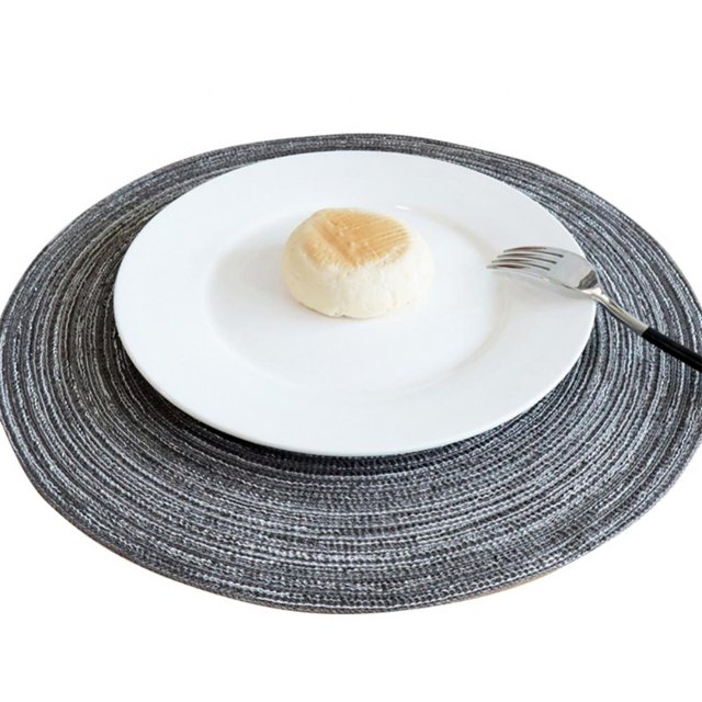 Ensemble de 4 Napperons Ronds Napperons Ronds en Coton Tressé pour Table de Cuisine Table à Manger Fête de Vacances, Gris Foncé