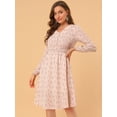 thumbnail image 3 of INSPIRE CHIC Robe Midi à Manches Longues Évasée à Col en V à Imprimé Floral pour Femme, 3 of 6