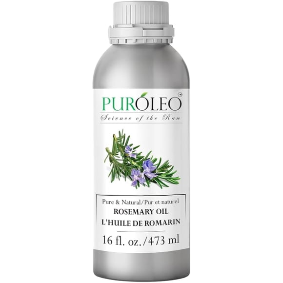 PUROLEO Rosemary Essential Oil 16 Fl Oz/473 ML (Packed In Canada) 100% Pure Natural Undiluted, for Aromatherapy, diffuser, beauty, massage, face, hair | huile essentielle | Use with Diffuser sets