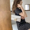 thumbnail image 4 of Leather D-Seam Cushion Tabby Shoulder Bag WHITE, 4 of 5