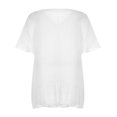 thumbnail image 4 of MesaSe Robe de Plage Ample pour Femmes à Manches Courtes, Col en V, Unie, à Volants, 4 of 6