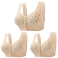 thumbnail image 2 of AherBiu 3PCS Plus Size Bras for Women Full Coverage Button Front Closure Push up No Underwire Bralettes Everyday Comfort Bras, 2 of 4
