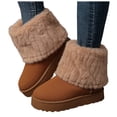 thumbnail image 1 of Bottes de Neige Mi-Mollet à Revers Duveteux pour Femmes 2025 Mode en Suède Bout Rond Plateforme Plates Talon Bas Bottines Courtes d'Hiver, 1 of 6