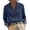 Navy, variant on Women's Denim Shirt, Casual Loose Fit Long Sleeve Button Down Blouse, Solid Color Cotton-Linen Blend Top for Everyday Leisure Wear