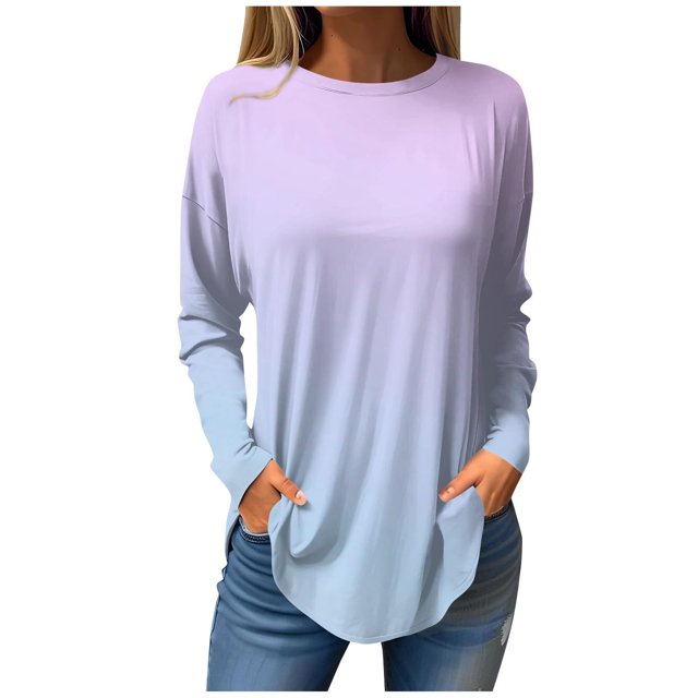 FAIWAD Haut pour Femme à Manches Longues, Épaules Tombantes, Col Rond, Imprimé Cœur, Haut Léger et Ample