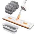 thumbnail image 1 of Large Flat Mop, Microfiber Mop 360 Rotating Dust Mop with Dewatering Scraper, Large Flat Mop for Wet Dry Use, Adjustable 130cm Handle with Microfiber Pads, 1 of 5