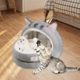 thumbnail image 4 of GROWTH TANK Lit pour Chat Grotte Semi-Fermée Cachette Confortable Tapis Intérieur Détachable Gris G, 4 of 9