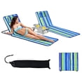 thumbnail image 3 of Costway 3-Piece Beach Lounge Chair Mat Set 2 Adjustable Lounge Chairs with Table Stripe, 3 of 9
