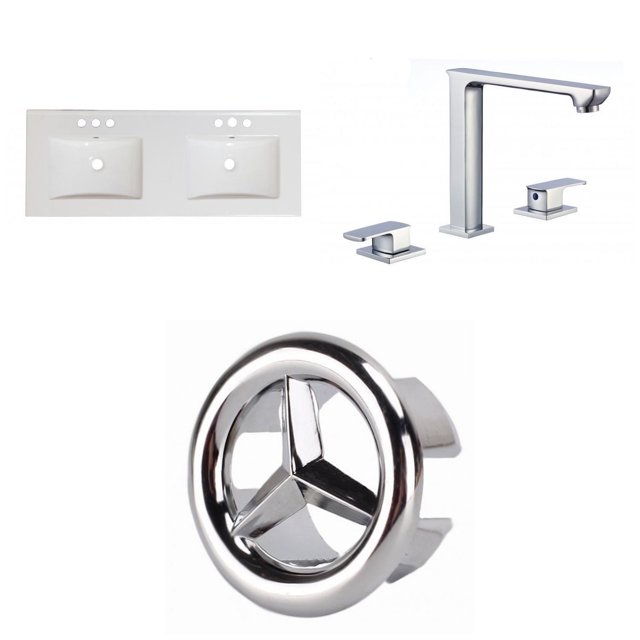 American Imaginations 48.75-in. W 3H8-in. Ceramic Top Set In White Color - Overflow Drain Incl. AI-24543