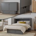 thumbnail image 1 of Monroe Solid Wood Frame Full Size Murphy Bed Chest with Mattress in Gray, 1 of 20