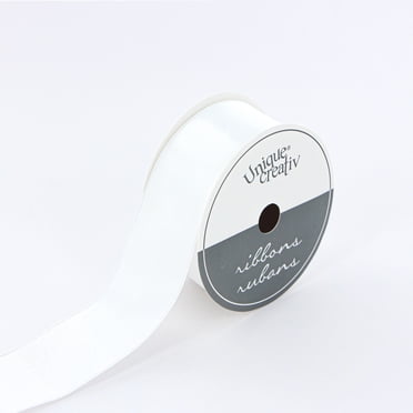 UNIQUE CREATIV blanc Wired Satin Ribbon 64 mm (2.52 in) × 3.65 m (2½ in × 4 yd), 38 mm (1.5 in), 2.74 m (9 ft)