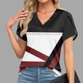 thumbnail image 2 of T-shirts Décontractés pour Femmes à Imprimé Géométrique, Col Rond, Manches Courtes, Mode 2024 Printemps Été, Coupe Ample, Wine-9 TG, 2 of 6
