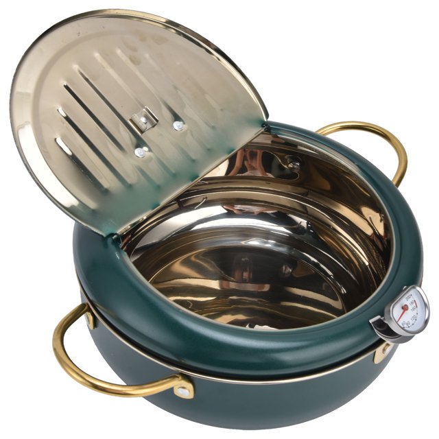 Frying Pot, Stainless Steel Non Stick Cooking Fryer Temperature Controllable Portable For Camping For Picnic For Household Black Green,Stainless Steel Color