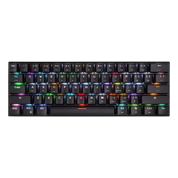 MOTOSPEED MOTOSPEED CK62 Compact 61-Key RGB Mechanical Keyboard with Bluetooth 3.0 & USB Wired Dual Mode, Rechargeable, Black/White, OUTEMU Red/Blue Switch Options