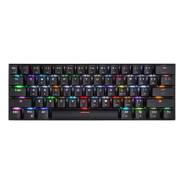 MOTOSPEED MOTOSPEED CK62 Clavier Mécanique RVB Compact à 61 Touches avec Bluetooth 3.0 et USB Filaire Double Mode, Rechargeable, Noir/blanc, Options d'Interrupteur OUTEMU Rouge/bleu
