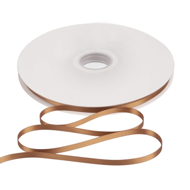 Joycrosso 1/4 Inch Golden Brown Solid Satin Ribbon, 100 Yards Double Faced Satin for Gift Wrapping Floral Bouquets Wedding Party Decoration