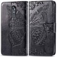 thumbnail image 2 of Case Premium PU Leather Flip Wallet Case Butterfly Embossed Full Body Protection Flip Stand Card Holder Magnetic Cover for Samsung A21S(Black), 2 of 6