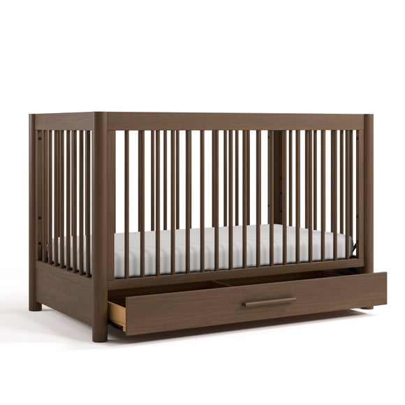 Lit d'enfant convertible 5 en 1 Storkcraft Malta avec tiroir et barrière de sécurité pour tout-petit, Noisette