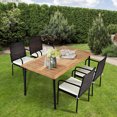 thumbnail image 1 of Costway 5PCS Patio Rattan Dining Set Armrest Chair Wood Table Top Umbrella Hole, 1 of 10