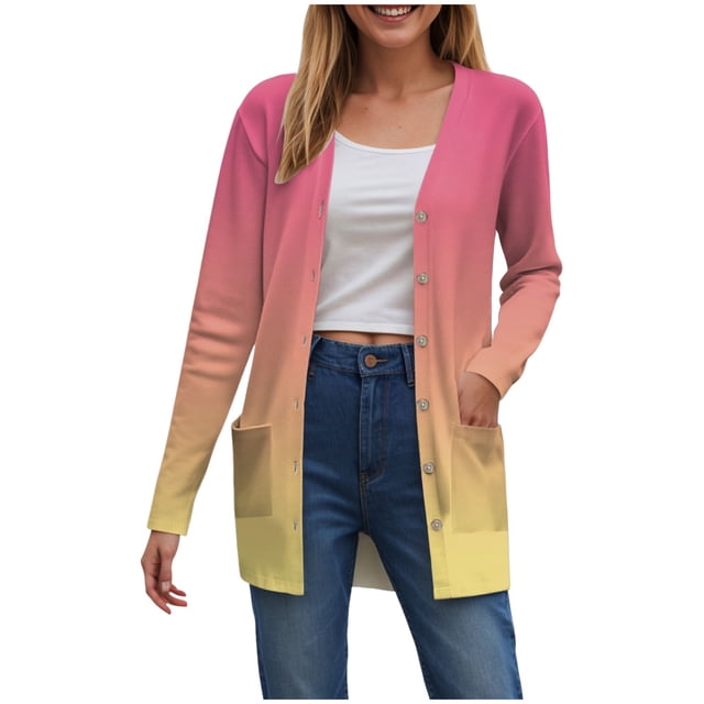 Gubotare Cardigans pour Femmes avec Poches, Décontractés, Légers, à devant Ouvert, Chandails Cardigan pour Femmes (Rose, TTG)