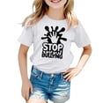thumbnail image 1 of MEZZALL T-Shirt Imprimé Respirant Décontracté de Mode pour Filles, T-Shirts Graphiques, Hauts, Blanc, 6-7 Ans, 1 of 4