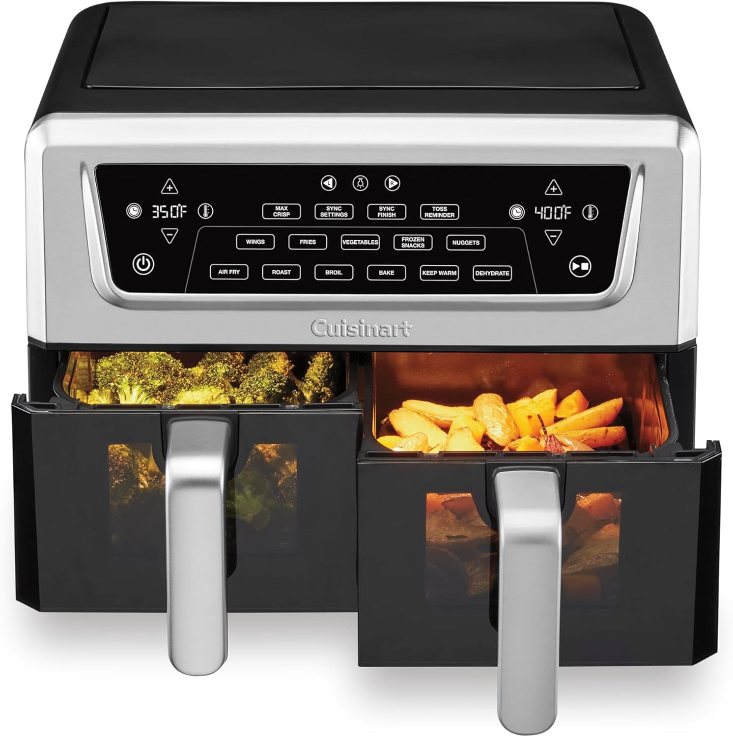 Cuisinart Dual Basket Air Fryer, Two Baskets 11 Qt in Total