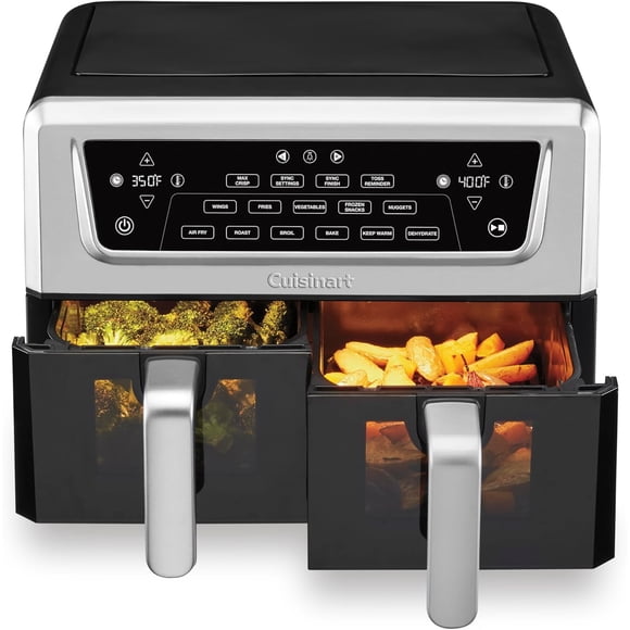 Cuisinart Dual Basket Air Fryer, Two Baskets 11 Qt in Total