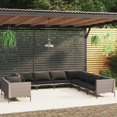 thumbnail image 1 of vidaXL 9 Piece Garden Lounge Set with Cushions Poly Rattan Dark Grey, 1 of 4
