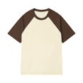 thumbnail image 1 of LUOGENLI T-shirts pour Homme pour Hommes T-Shirt Patchwork à Col Rond T-Shirt à Contraste de Couleurs Rétro à Épaules Lourdes T-Shirt Uni Ample à Manches Courtes 4xlt T-shirts pour Hommes T-shirts Graphiques Vêtements d'Été Brun TTTTG, 1 of 2