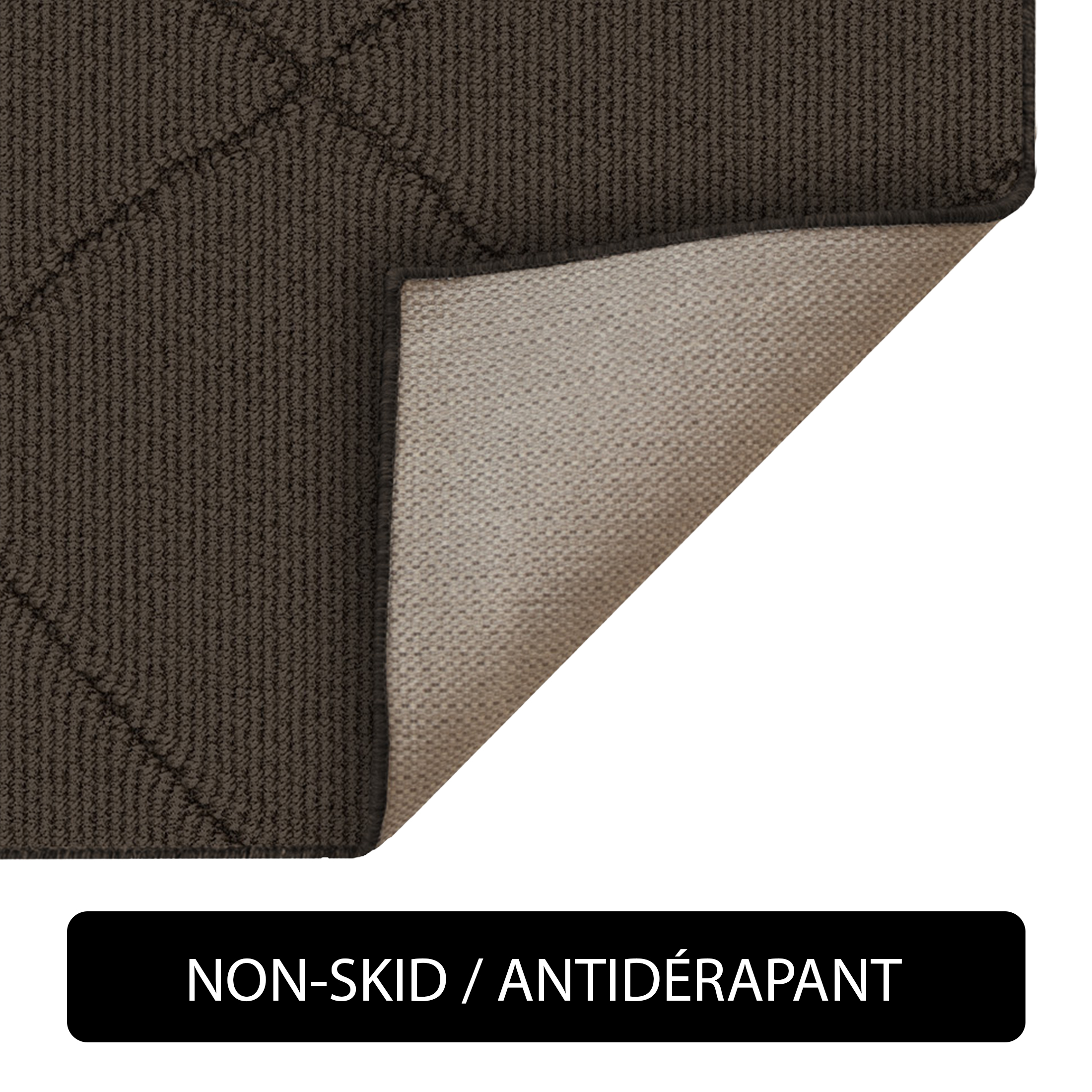 Mainstays tapis d’appoint intérieur moderne géométrique brun foncé, Touffeté à la machine, 29 po x 45 po , lavable à la machine, endos antidérapant