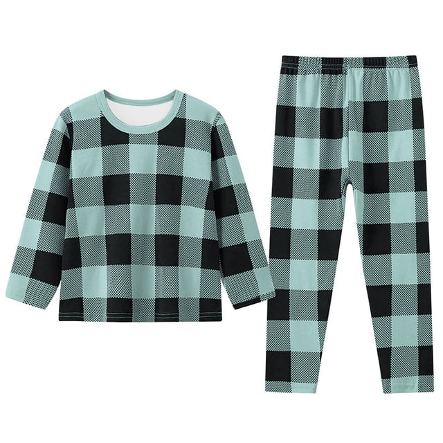 WEAIXIMIUNG Tout-Petits Enfants Bébés Garçons Filles Pyjamas à Carreaux Imprimés Manteaux d'Hiver Pantalons Ensembles Tenue 6-7 Ans