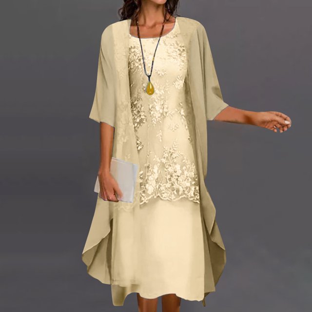 EGNMCR Robes de Vacances pour Femmes Mode Femmes Robe Décontractée Col en V Sans Manches Manteau à Manches Longues Ensemble Deux Pièces