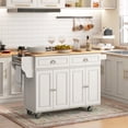 thumbnail image 2 of HOMCOM Kitchen Island with Storage, Kitchen Island with Drop Leaf, Cream, 2 of 10