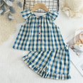 thumbnail image 3 of Wlynlyn Baby Girls Clothes Cap Sleeveless Button down Tank Top Ruffle Hem Elastic Waisted Shorts Plaid Summer Outfits 2-3 Years, 3 of 7