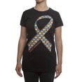 thumbnail image 1 of T-Shirt à Manches Courtes pour Femmes Autism Awareness avec Ruban - Noir - 2X-grand, 1 of 1