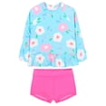 thumbnail image 2 of Toddler Girl Swimsuit Rash Guard Set Striped Ruffle Long Sleeve Sun Protection Kids Swimsuit 2-3 Years, 2 of 6