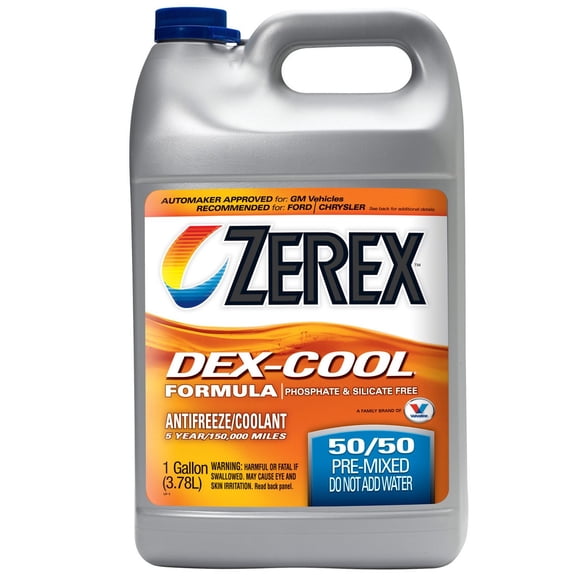 Zerex Liquide de Refroidissement de Moteur ZXELRU1 DEX-COOL; Prémélangé 50-50; Orange; Pichet de 1 Gallon; Simple
