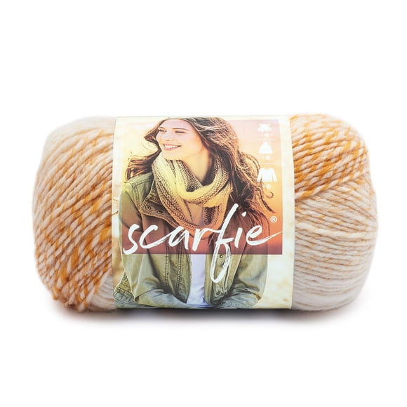 Lion Brand Yarn Scarfie Cream Mustard 826-214 Fashion Yarn