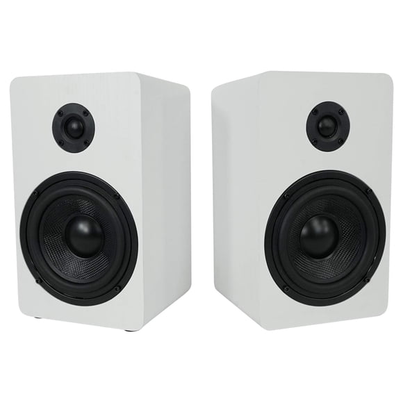 Rockville 2 RockShelf 58W 360W White 5.25" Home Theater Bookshelf Speakers/8 Ohm