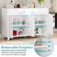 thumbnail image 2 of AKDSteel 2 Drawers Rattan Cabinet with Power Outlet and LED Light, Boho Sideboard Buffet with 4 Door, Accent Storage Cabinet with Adjustable Shelve for Living Room, Dining Room, Hallway, Console, 2 of 8