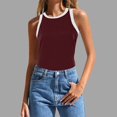 thumbnail image 2 of HBFAGFB Débardeurs pour Femmes Mode Col Rond Sans Manches Hauts Ajustés Légers Gilet Polyvalent RD1 Taille P, 2 of 4