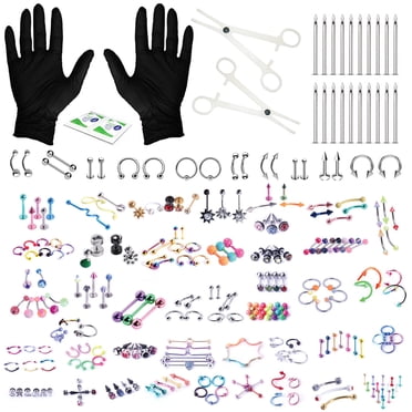 BodyJ4You 156PC Body Piercing Kit Lot 14G 16G Belly Ring Labret Tongue Tragus RANDOM Mix Jewelry